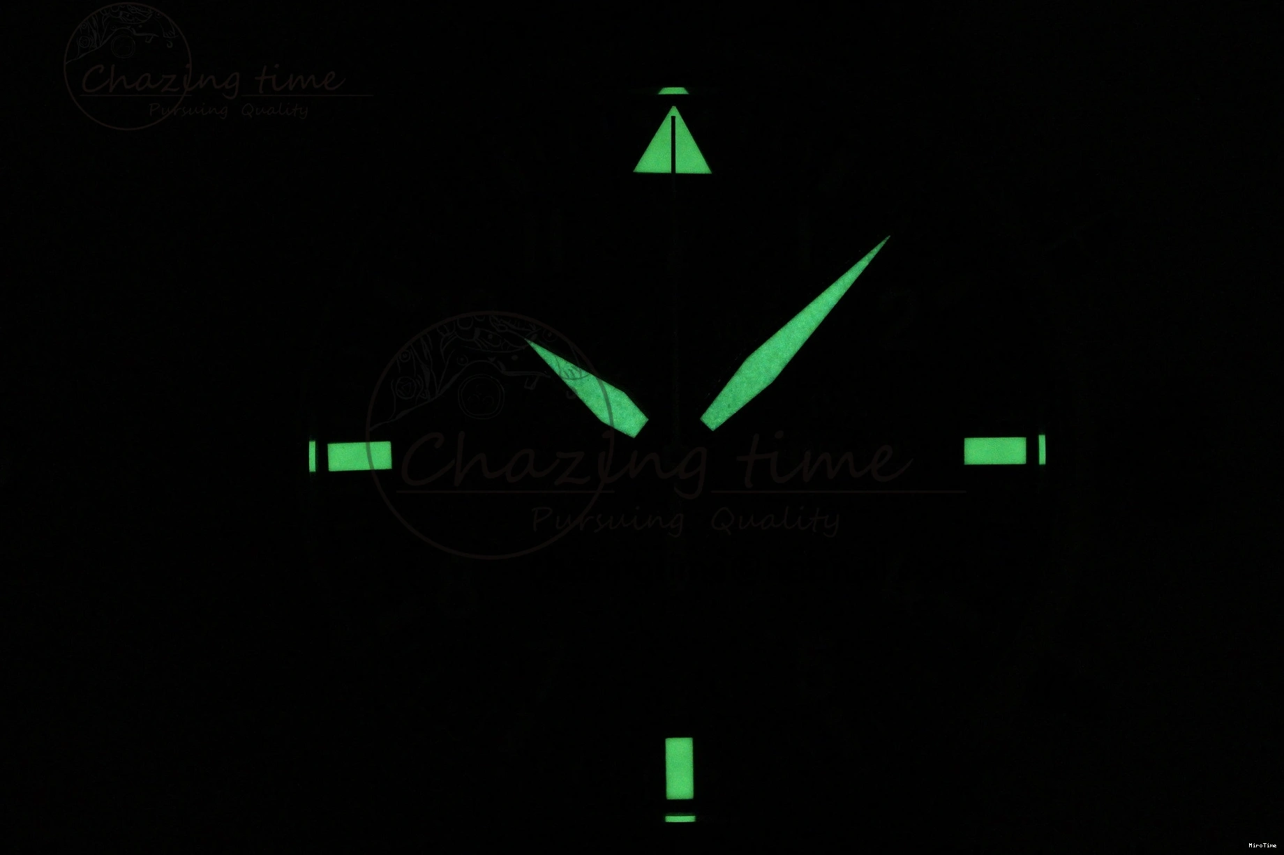 MIROTIME 0326 Bright Pilot Chrono SS AZF 1:1 Best Edition Green Dial on Brown Leather Strap A 7059